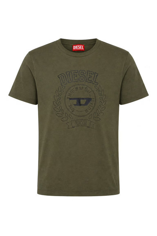 Tricou Diesel kaki cu imprimeu circular