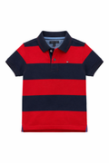 Tricou tip polo Tommy Hilfiger in dungi - rosu/bleumarin