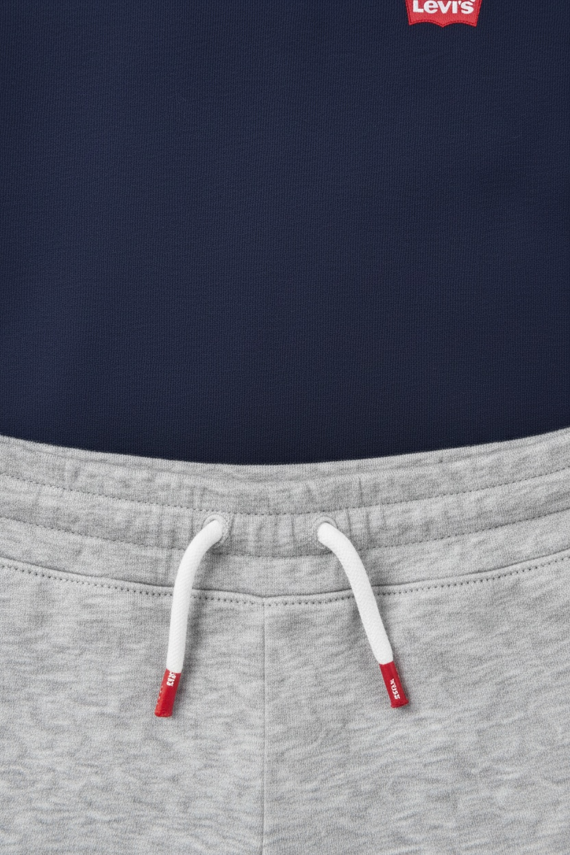 Set vara Levi's - tricou bleumarin si pantaloni scurti gri cu talie elastica