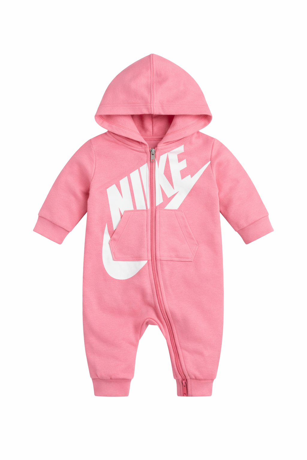 Salopeta cu gluga Nike - roz pudrat cu logo central
