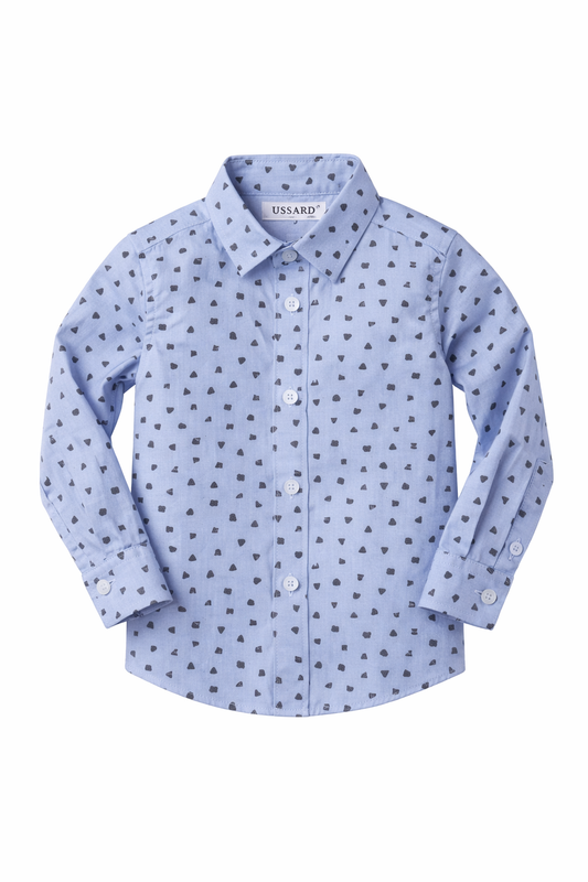 Camasa casual copii Trussardi Junior - albastra cu detalii minimaliste