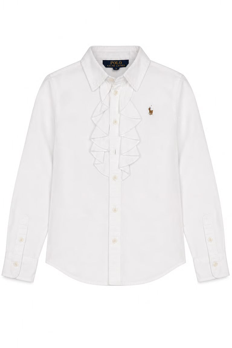 Camasa casual Polo Ralph Lauren cu volane si logo brodat