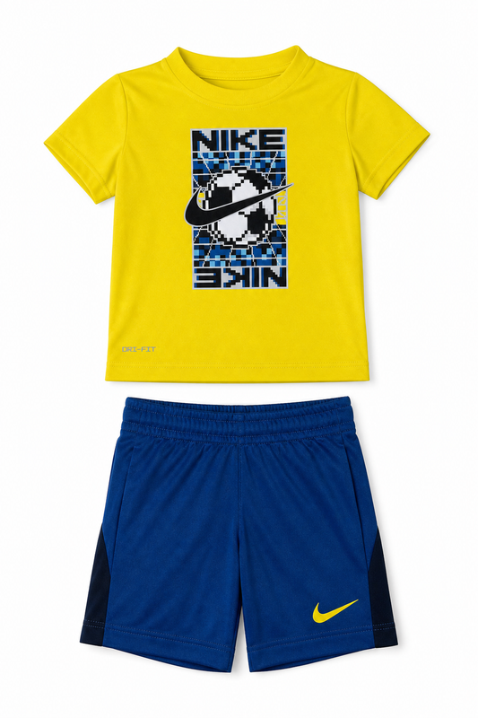 Set 2 piese Dri-fit Nike - tricou cu logo central și pantaloni scurți