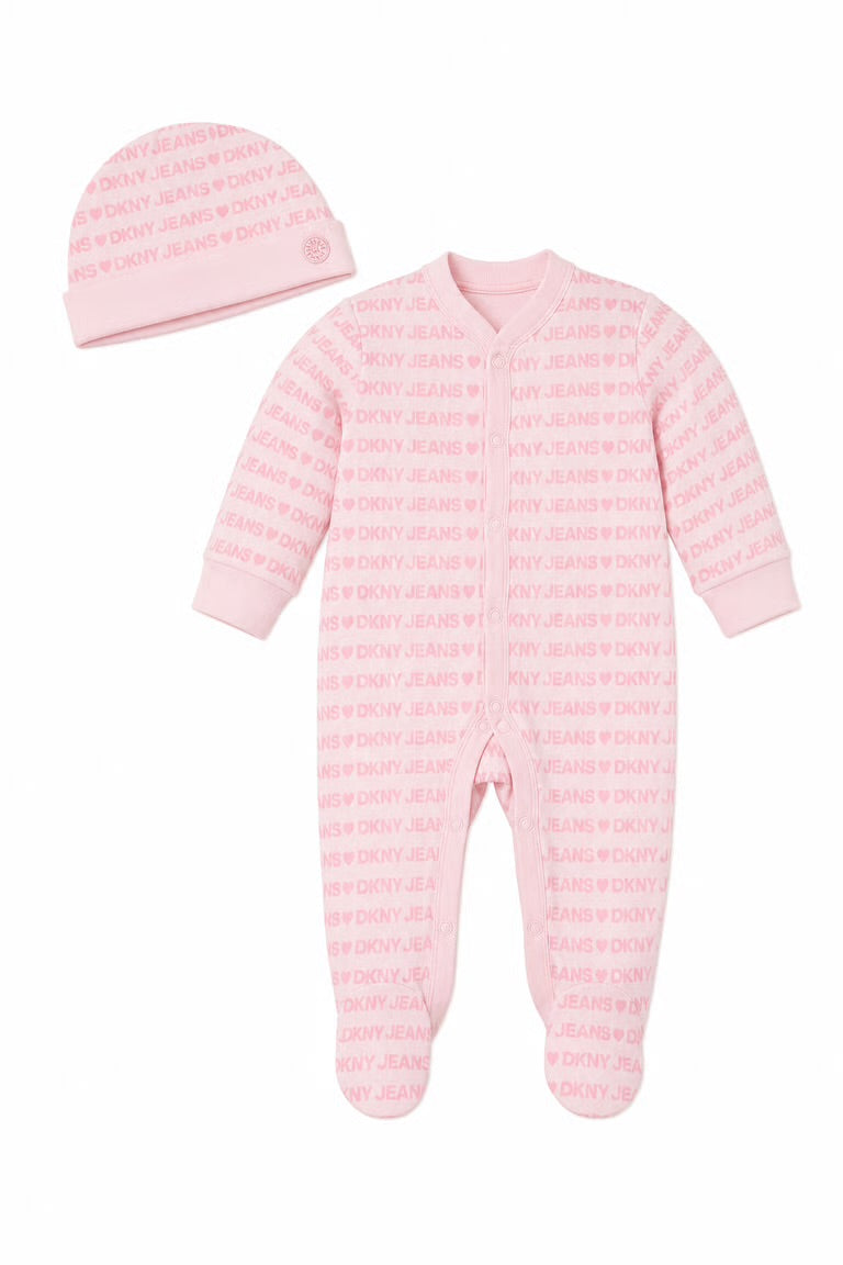Set 2 piese DKNY cu caciula - roz pudrat