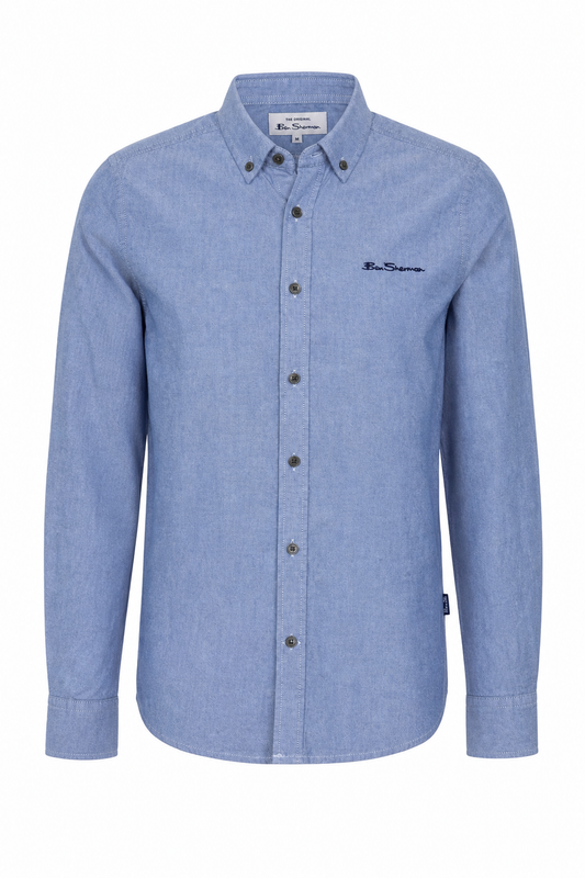 Camasa baieti Ben Sherman albastru deschis cu logo brodat