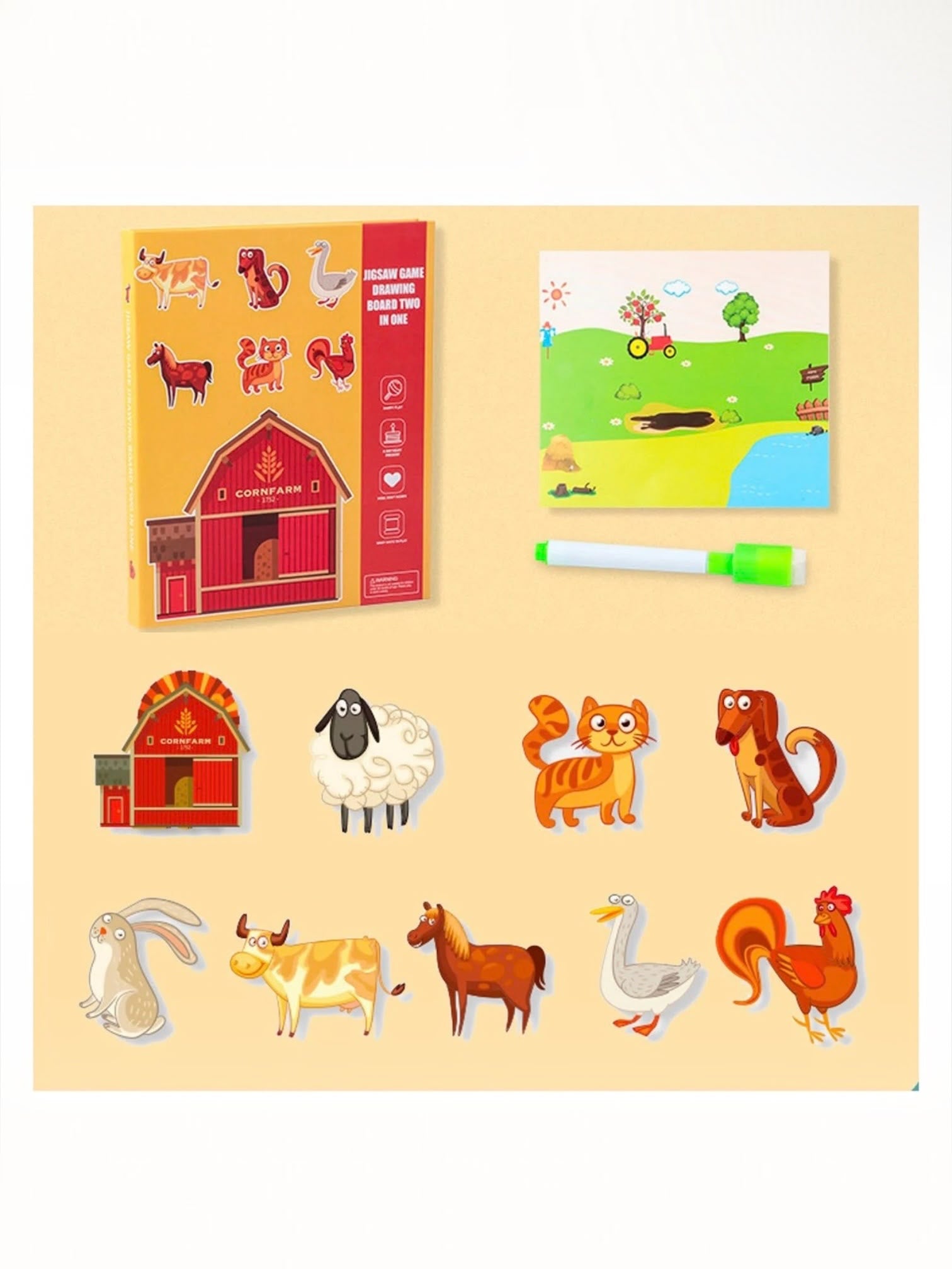 CornFarm puzzle magnetic și tăbliță de scris
