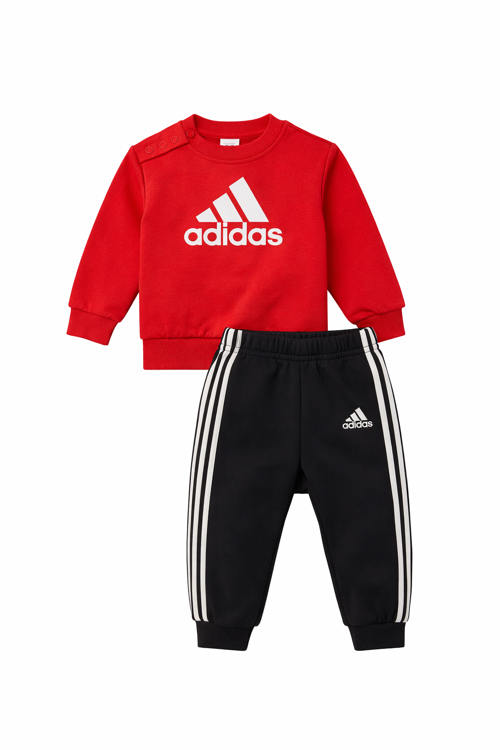 Trening bebeluși Adidas, Bluză roșie și pantaloni negri