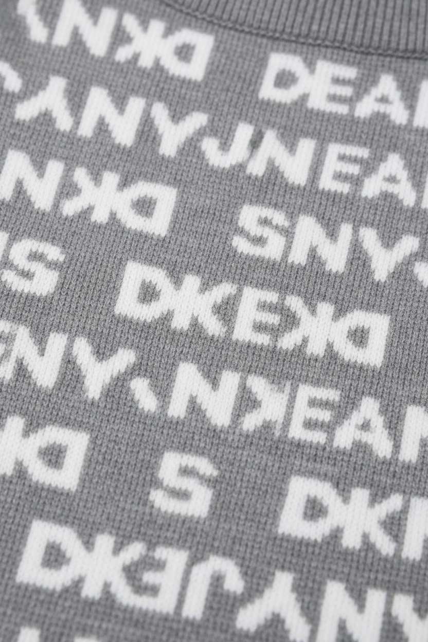 Set 2 piese fetite DKNY cu logo all over gri - cardigan si pantaloni
