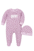 Set bebelusi 2 piese DKNY - Body si caciula roz pudrat