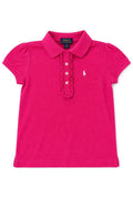 Tricou fetite Polo Ralph Lauren - roz cu imprimeu brodat