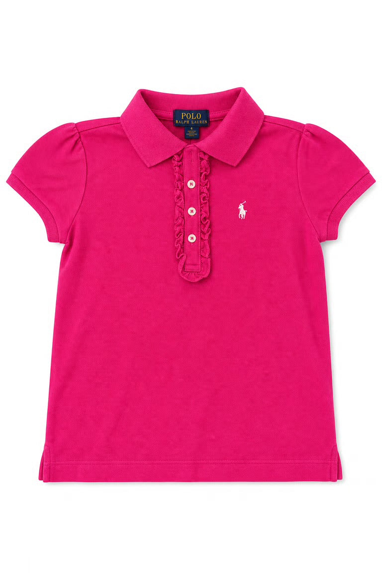 Tricou fetite Polo Ralph Lauren - roz cu imprimeu brodat