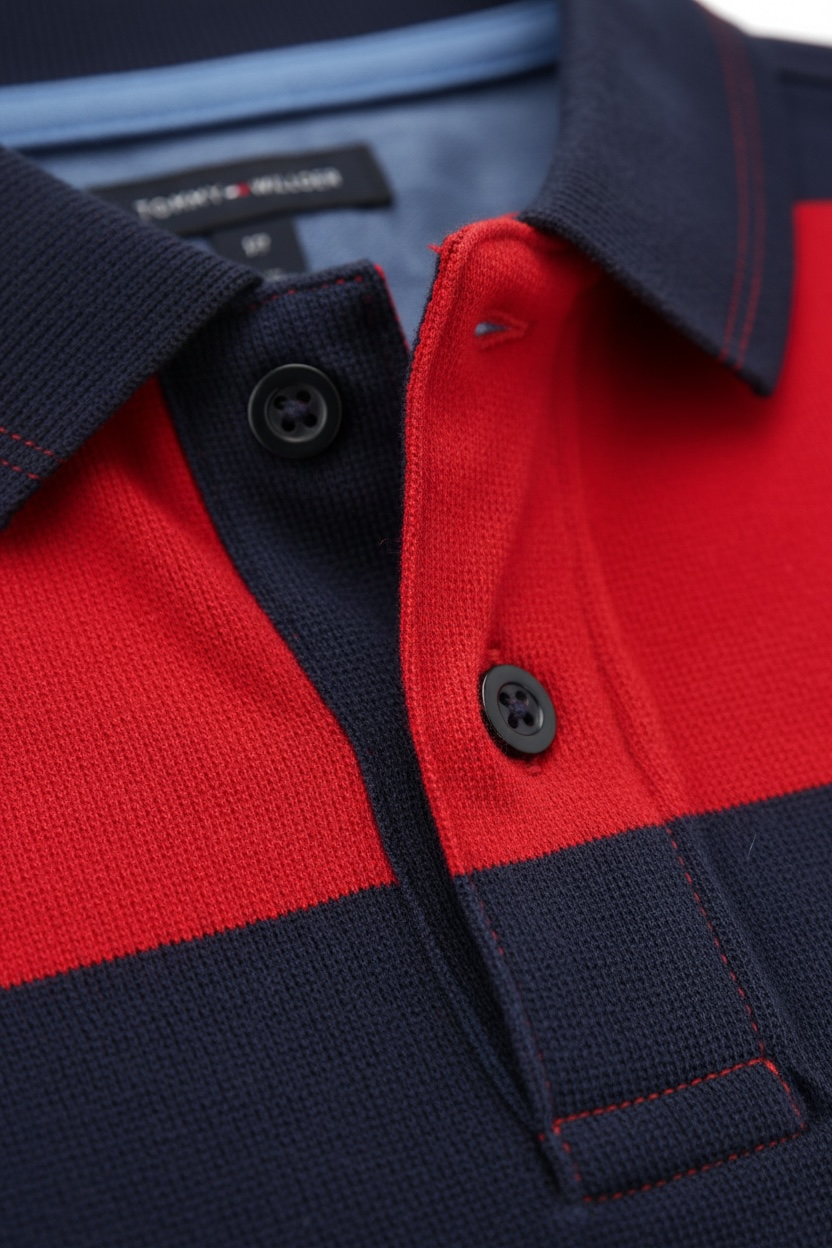 Tricou tip polo Tommy Hilfiger in dungi - rosu/bleumarin