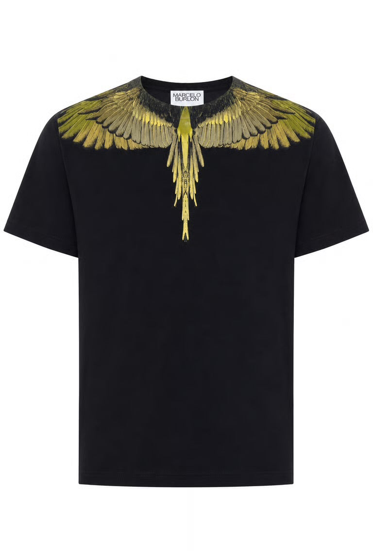 Tricou baieti Marcelo Burlon cu detalii galbene