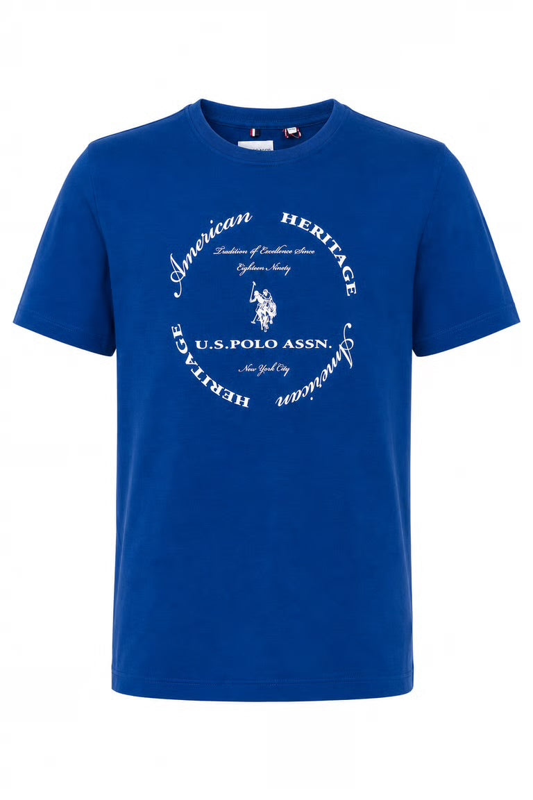 Tricou bleumarin U.S. Polo Assn. cu imprimeu circular
