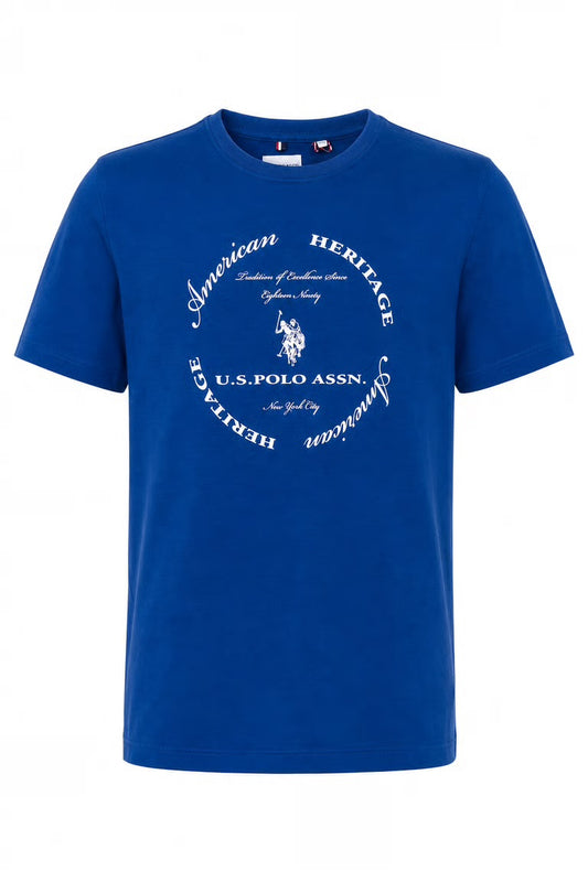 Tricou bleumarin U.S. Polo Assn. cu imprimeu circular