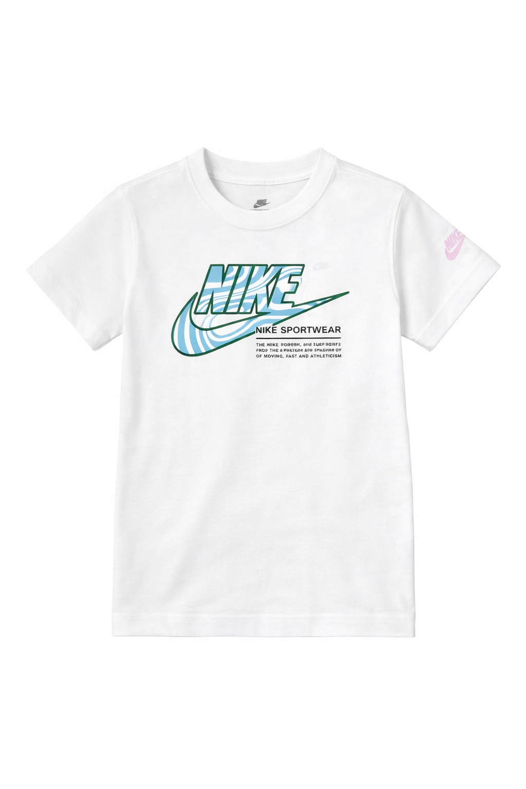 Tricou Copii Nike Sportswear – Alb, Logo Grafic Valuri