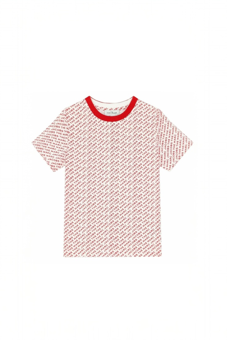 Tricou Copii Marc Jacobs – Alb/Roșu, Design Logo All-Over