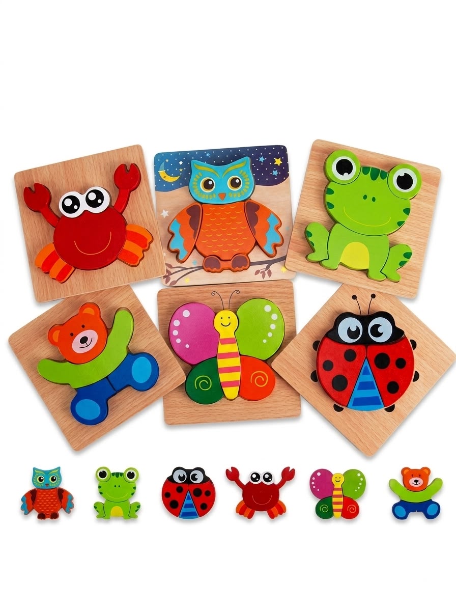 Puzzle din lemn cu piese mari