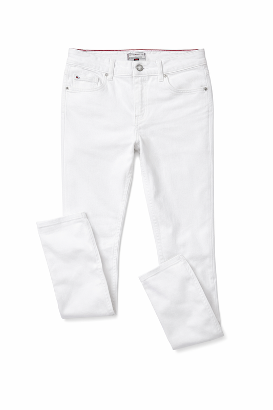 Blugi copii Tommy Hilfiger, croială slim, Alb imaculat
