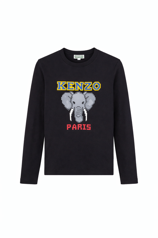 Bluza neagra Kenzo cu imprimeu central