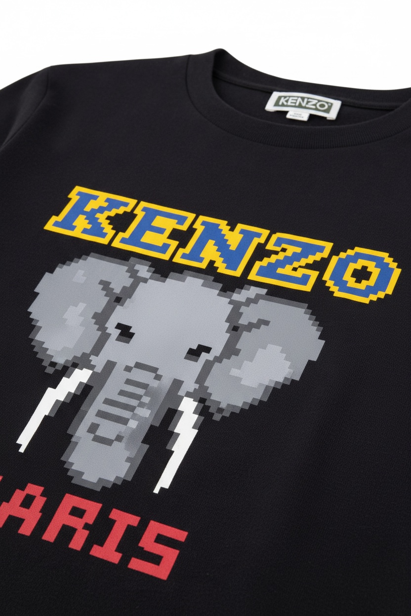 Bluza neagra Kenzo cu imprimeu central