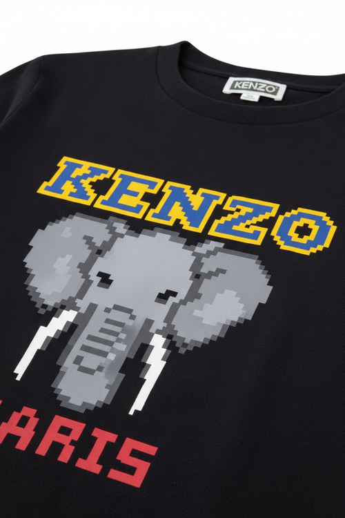 Bluza neagra Kenzo cu imprimeu central