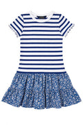 Rochita Polo Ralph Lauren cu dungi - alb/albastru design floral