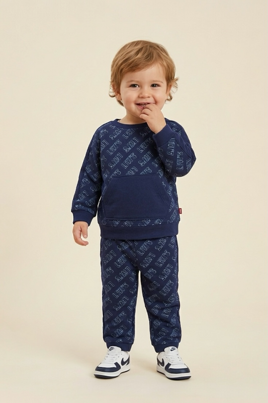 Set Trening Bleumarin Copii Levi's – Design All-Over Logo și Confort Zilnic