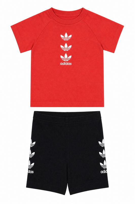 Set adidas cu logo central in nuanțe de roșu și negru