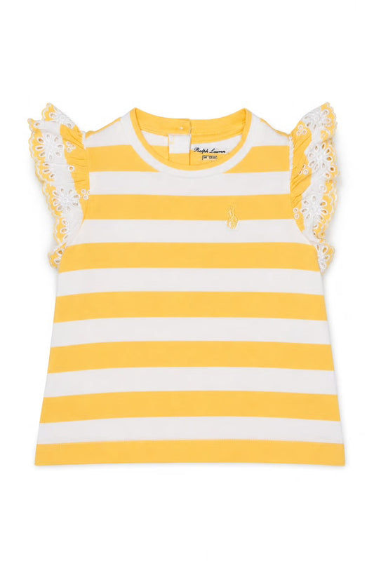 Bluza cu volanase Polo Ralph Lauren - galben cu alb