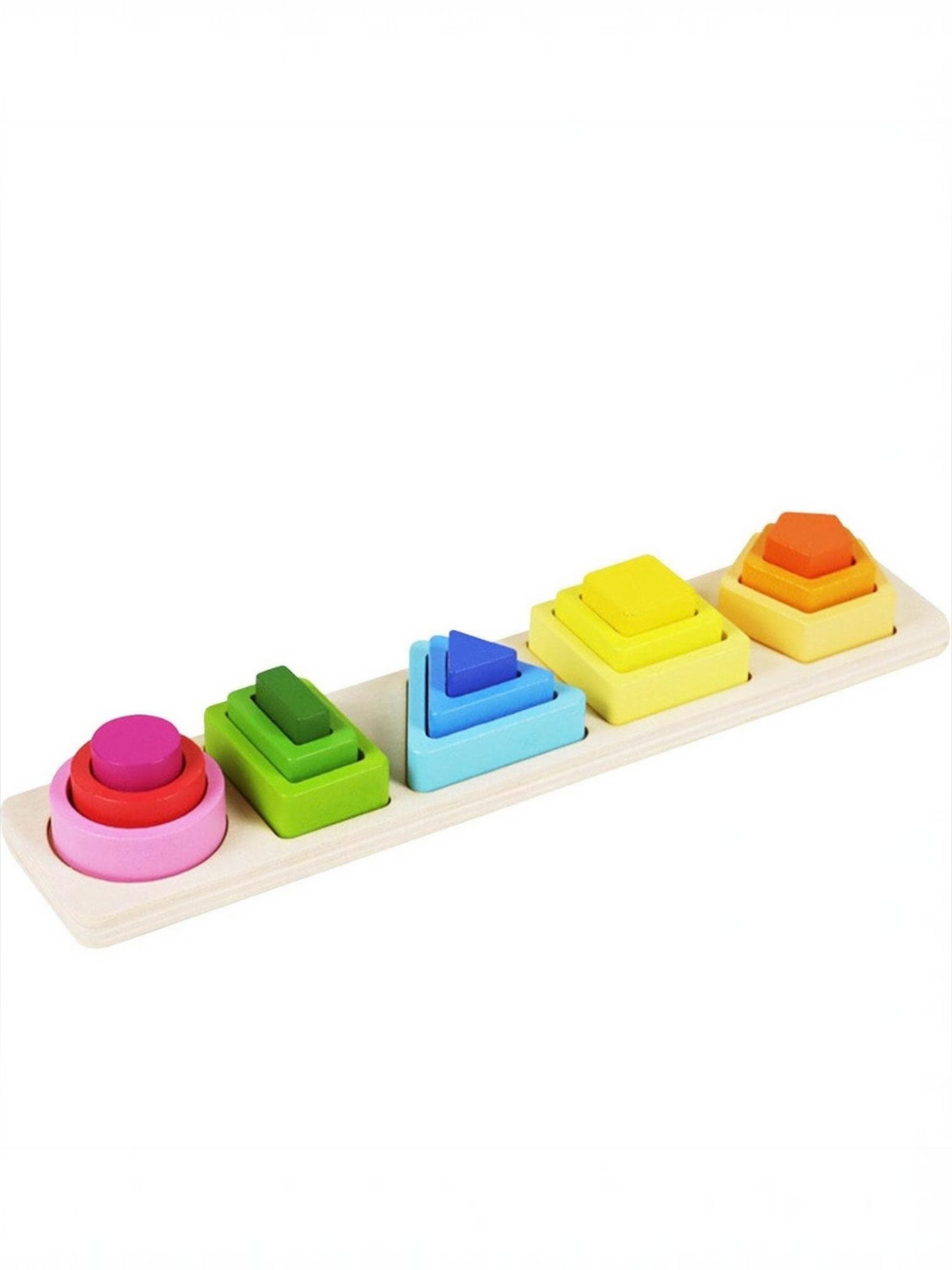 Jucarie Montessori din Lemn, Flippy, Tip Puzzle, cu 5 Forme Asimetrice, 15 Piese