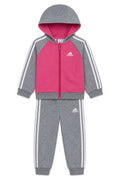 Trening Adidas roz si gri cu dungi laterale