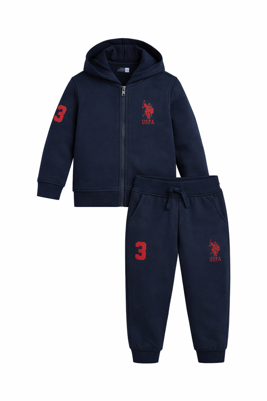 Trening Copii U.S. Polo Assn. Bleumarin cu logo imprimat rosu