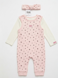 Set 3 piese DKNY - Salopeta cu imprimeu floral,bentita si bluza