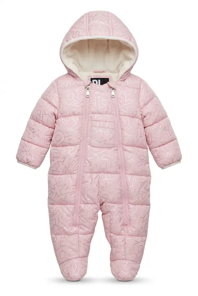 Combinezon DKNY roz pal cu imprimeu argintiu