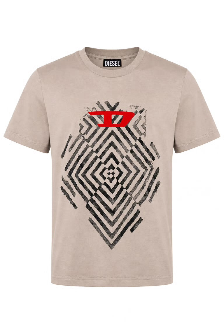 Tricou Diesel cu imprimeu central tip amprenta