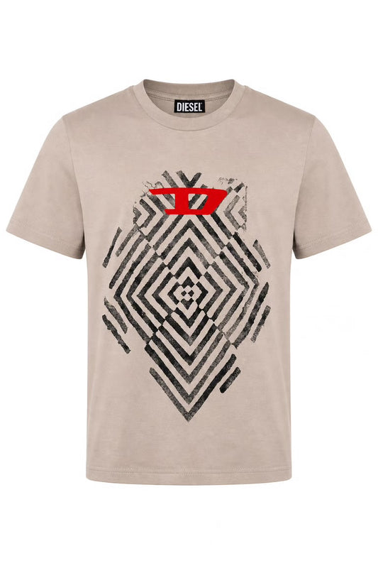 Tricou Diesel cu imprimeu central tip amprenta