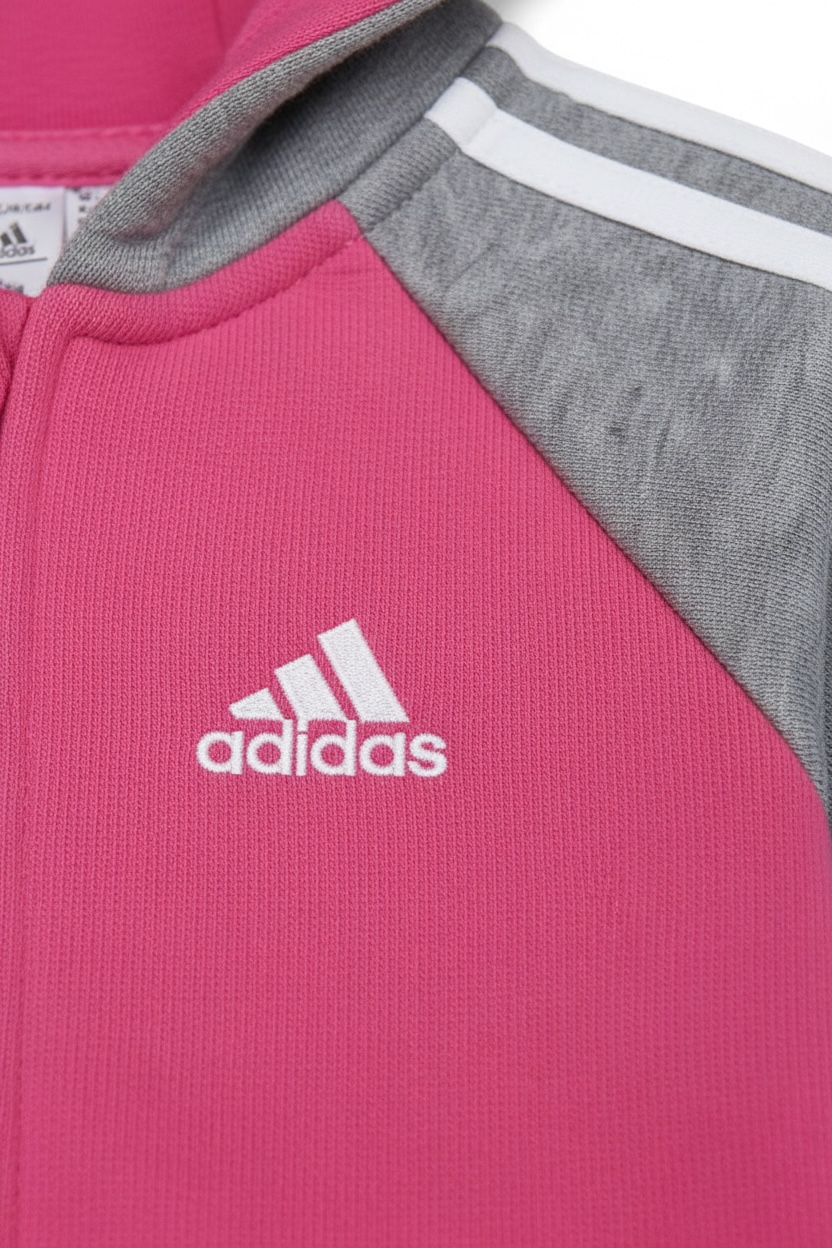 Trening Adidas roz si gri cu dungi laterale