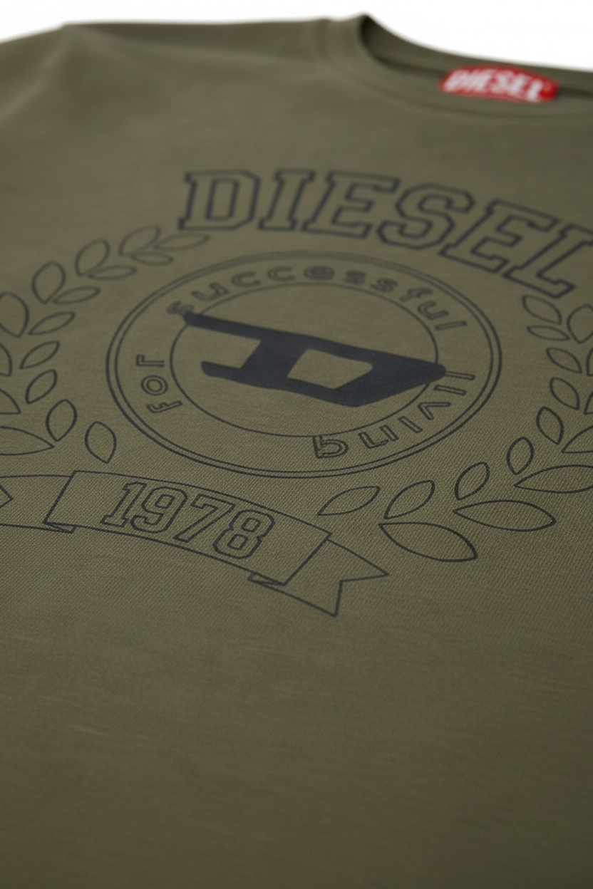 Tricou Diesel kaki cu imprimeu circular