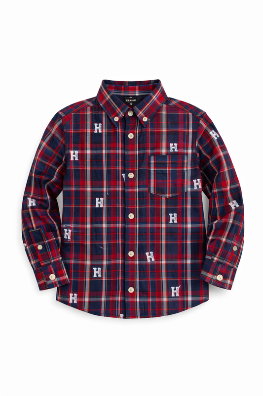 Camasa Tommy Hilfiger in carouri - logo imprimat