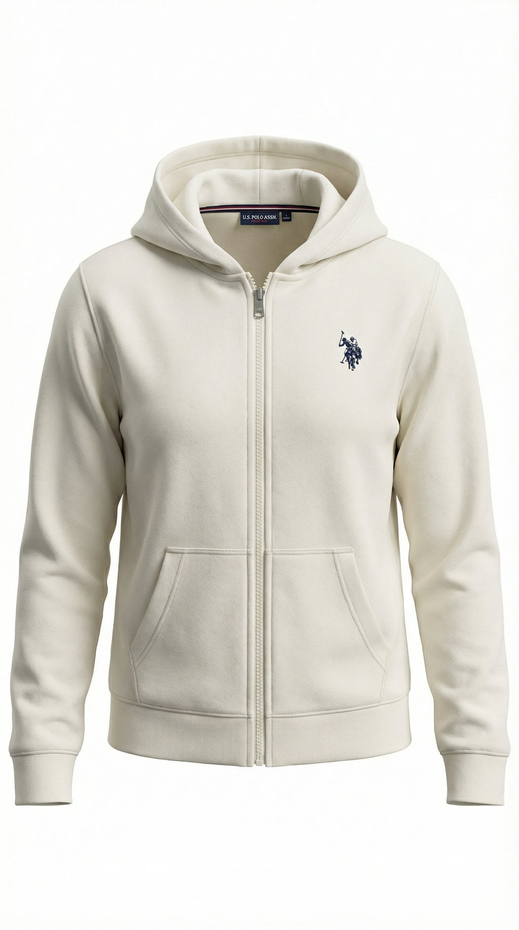 Hanorac Alb Copii U.S. Polo Assn. cu Fermoar și Glugă – Stil Sport-Casual Premium