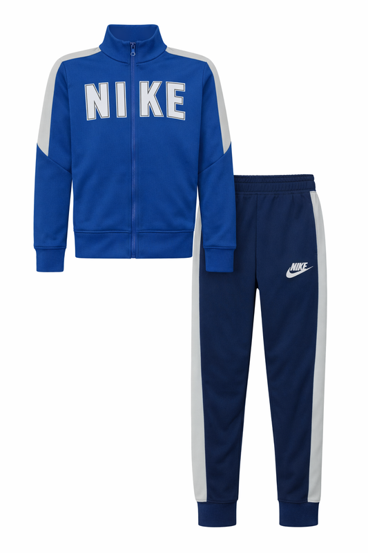 Trening Sport Nike albastru - pantaloni bleumarin, dungi laterale gri si logo central