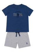 Set de vara U.S. Polo Assn.- pantaloni scurti gri si tricou bleumarin