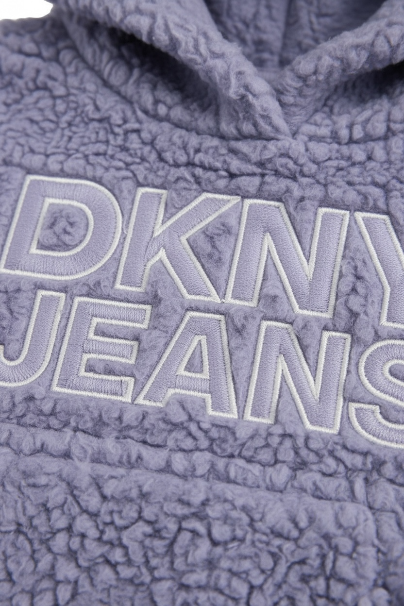 Set 2 piese DKNY - hanorac plusat cu logo central si pantaloni mov