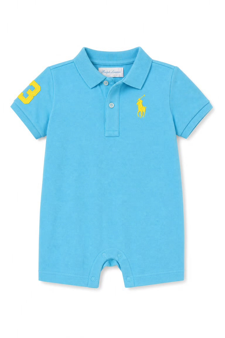 Salopeta copii Polo Ralph Lauren cu detalii brodate - bleu