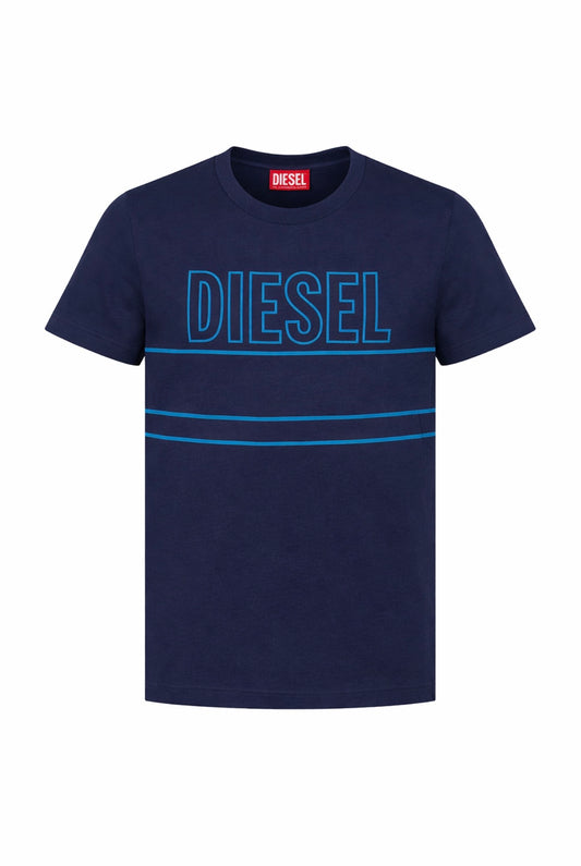 Tricou Diesel bleumarin, logo imprimat albastru