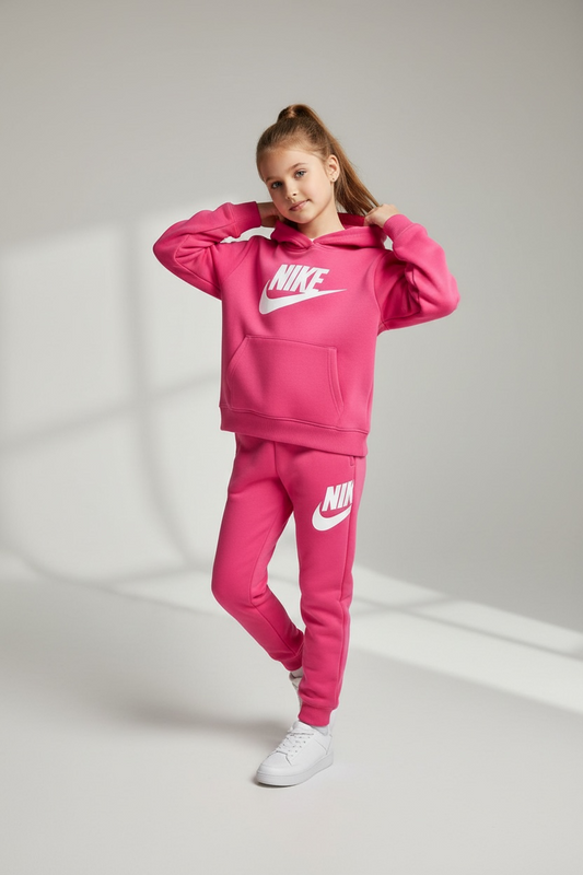 Trening Nike cu logo central- roz si alb