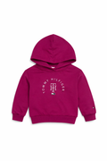 Hanorac Tommy Hilfiger fete, cu glugă și logo brodat, Roz Fucsia