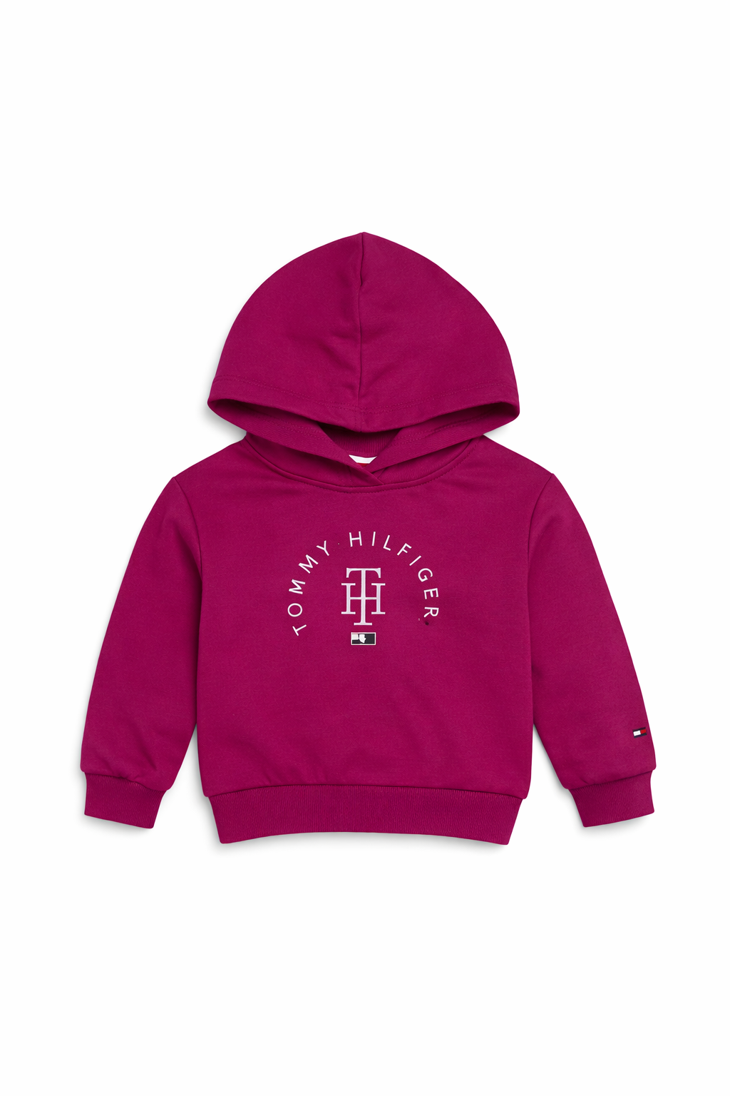 Hanorac Tommy Hilfiger fete, cu glugă și logo brodat, Roz Fucsia
