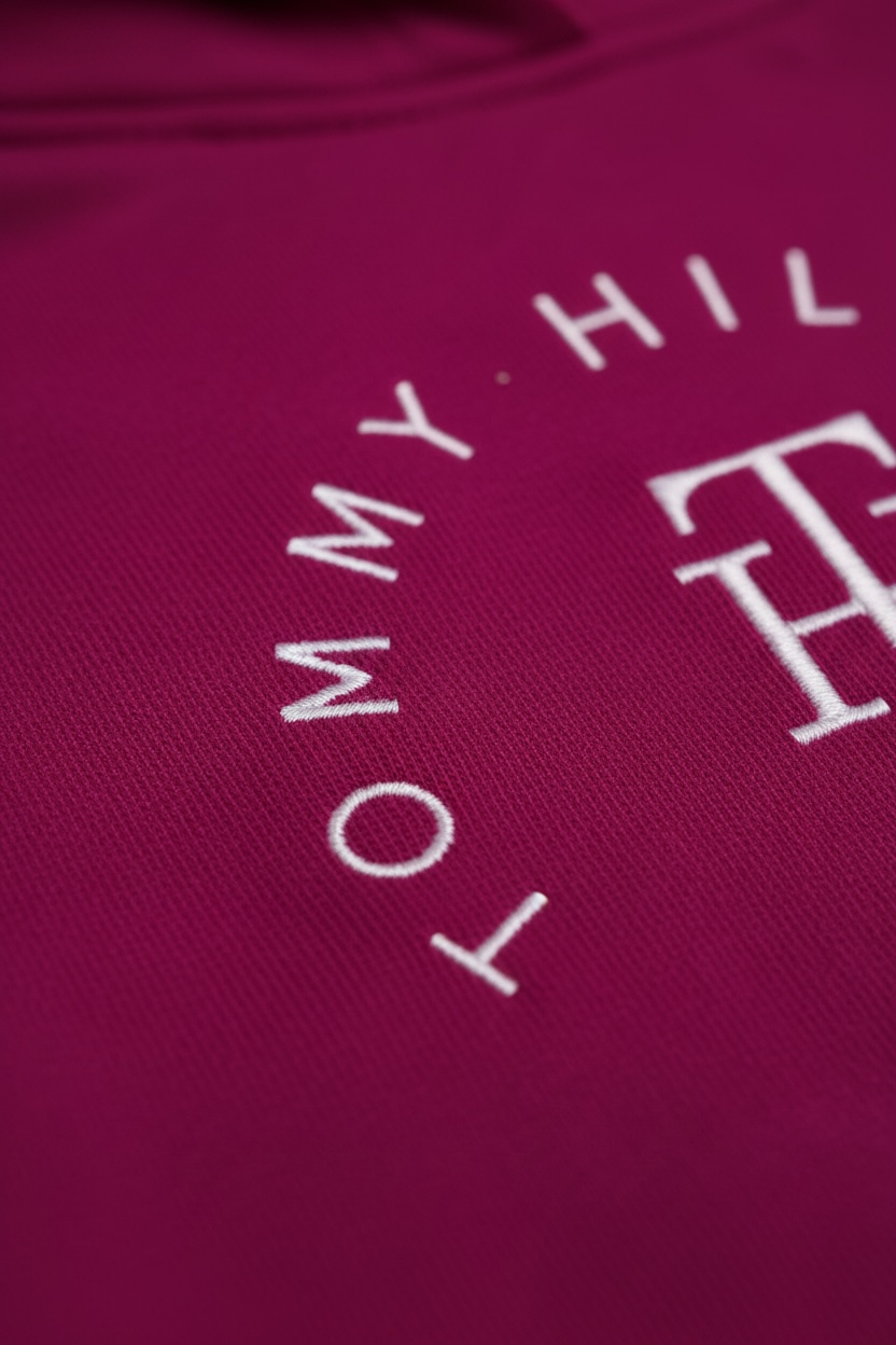 Hanorac Tommy Hilfiger fete, cu glugă și logo brodat, Roz Fucsia